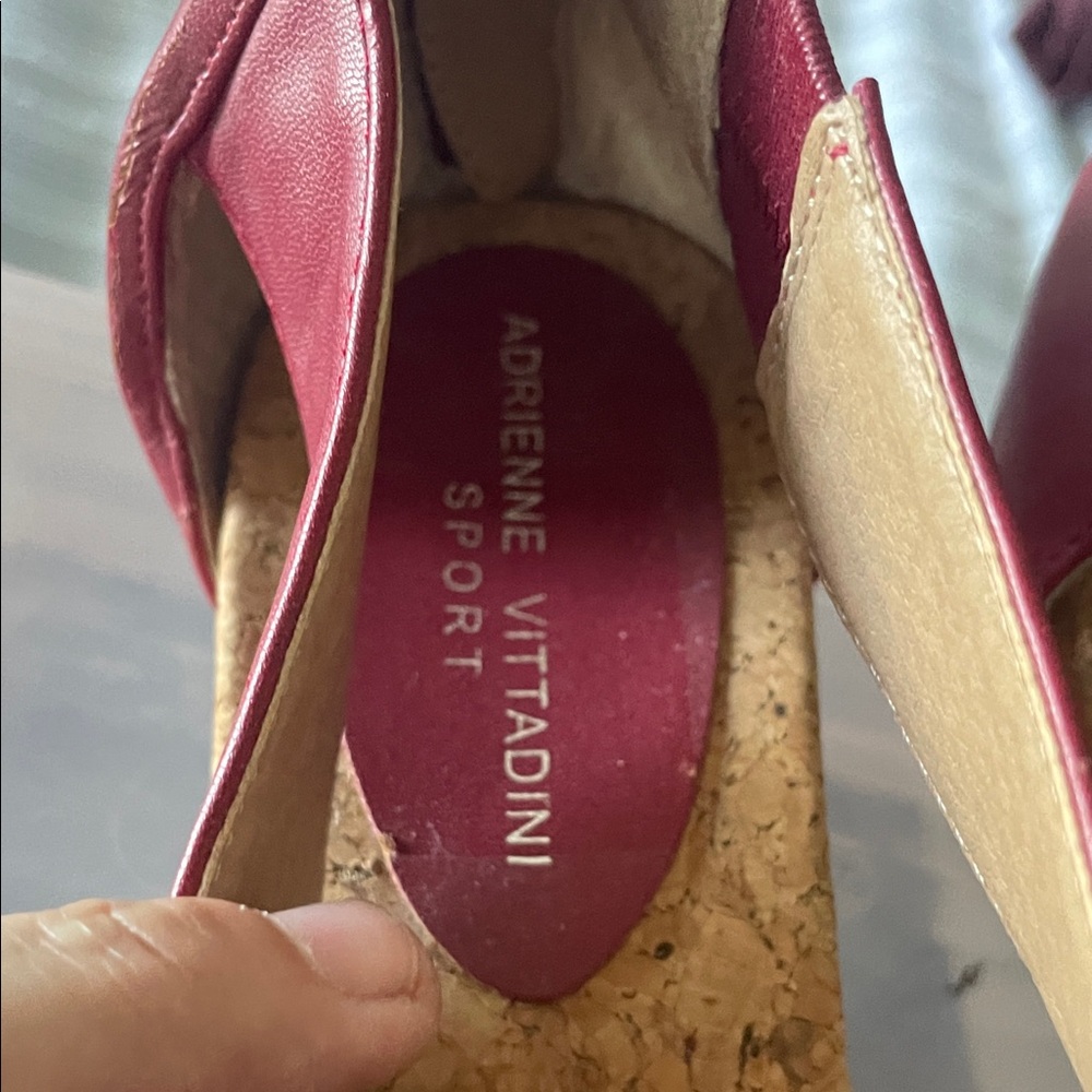 Adrienne Vittadini Burgundy/red. Strappy Cork Wedge Sandals. Worn one time - Picture 3 of 4